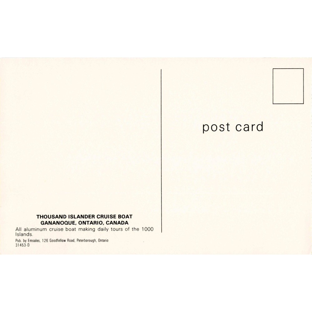 Vintage Thousand Islander II Gananoque Boat Line Ontario Canada Postcard - Picture 2 of 2